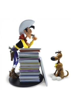 LUCKY LUKE STACK OF COMICS STATUE