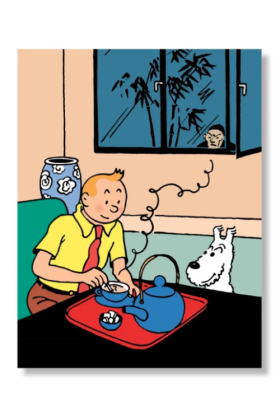 TINTIN DRINKING HIS TEA POSTER
