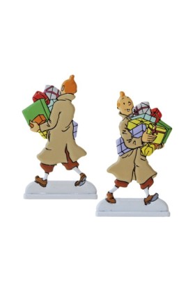2D METAL - TINTIN CARRYING GIFTS FIGURINE
