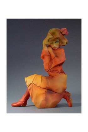 SCHIELE KNIENDES MADCHEN IN ORANGE ROTEM