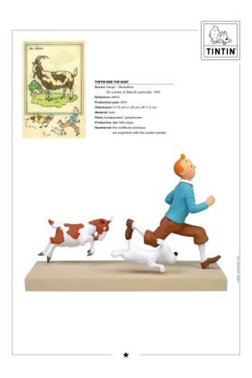 Hergé Didactic Postcards Series TINTIN & THE GOAT RESIN STATUE